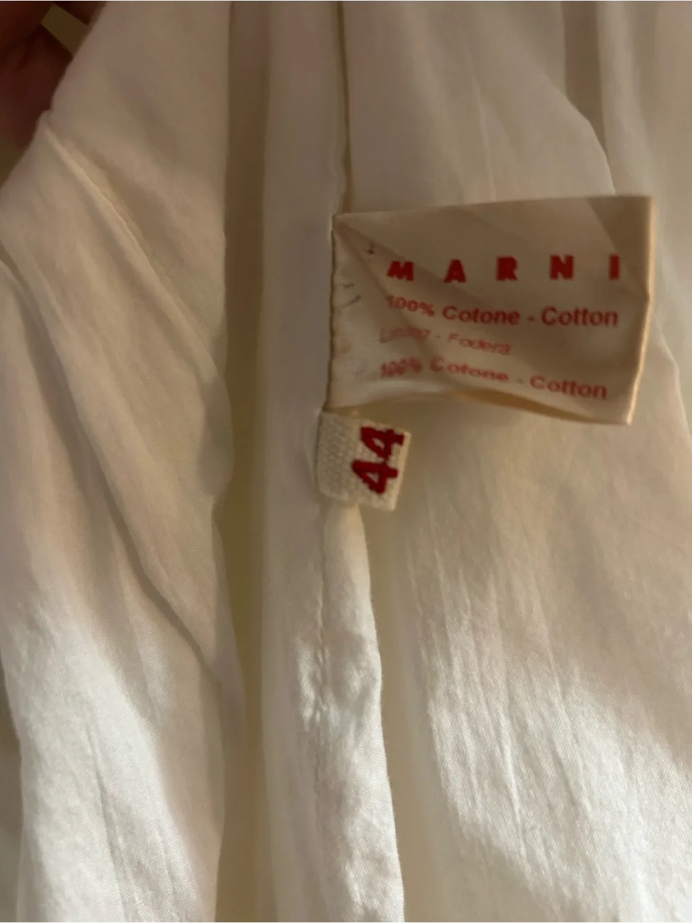 MARNI White 100% Cotton Pleated Skirt IT 44 -US 8/10 M/LG -Made in Italy. - Picture 6 of 7